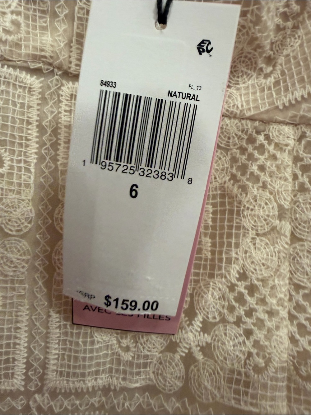 Avec Les Filles Embroidered Lace Midi Dress Natural Ivory Size 6 NWT Cottagecore - Picture 7 of 10